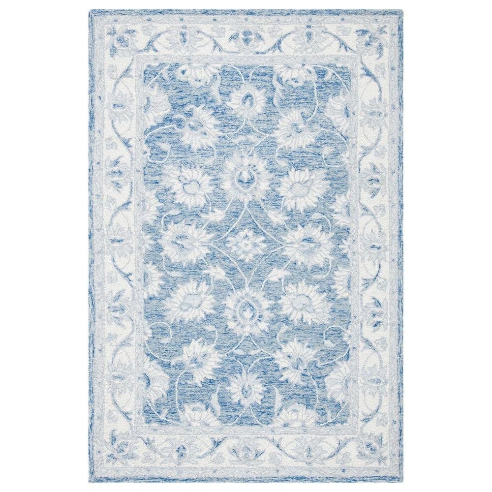 Safavieh Micro-Loop MLP536M 4" x 6" Blue and Ivory Area Rug, , large