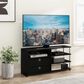 HOMLUX 46.6" Simple Design TV Stand with Bins in Americano, Stainless Steel and Black, , large