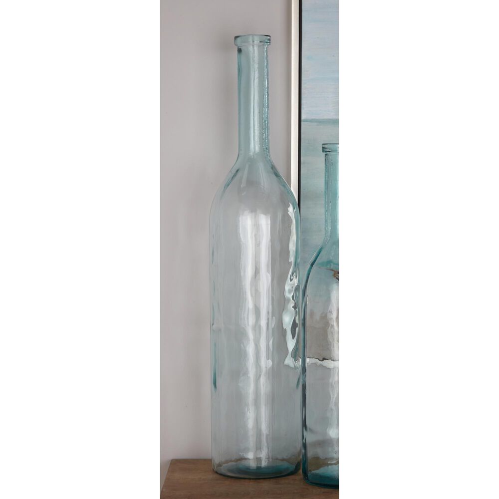 Maple and Jade 40" x 8" Farmhouse Glass Bottle Floor Vase in Blue