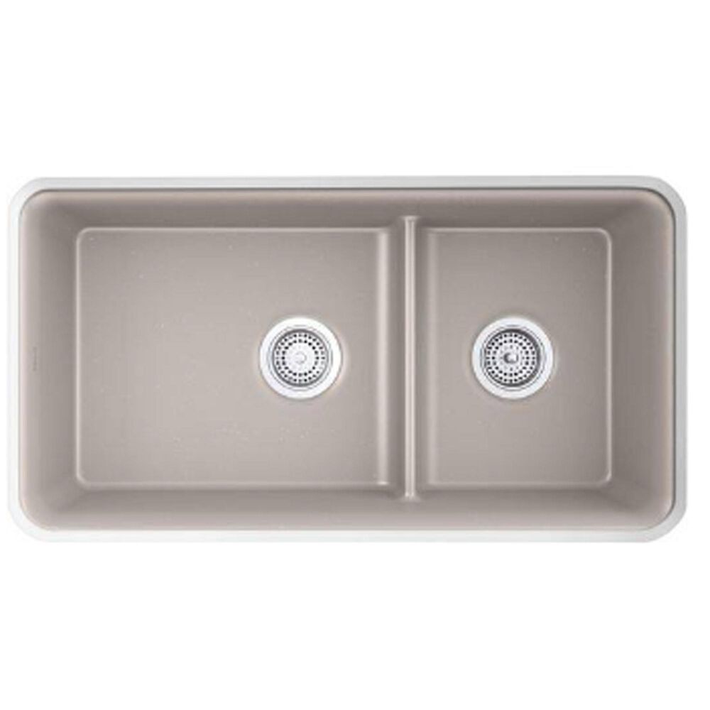 Kohler Cairn Smart Divide 33.5&quot; Undermount Double-Bowl Kitchen Sink in Matte Taupe, , large