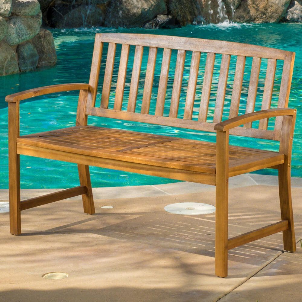 Hearth and Haven Loja Patio Bench in Teak, , large