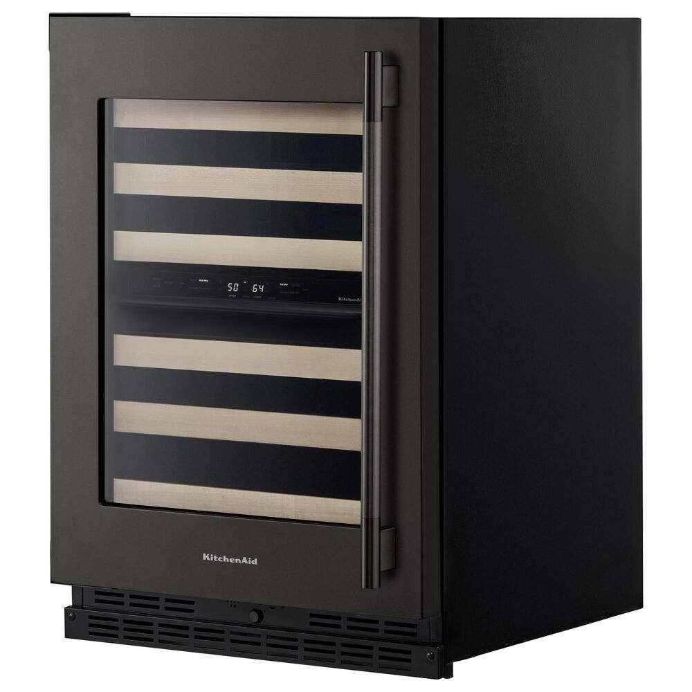 KitchenAid 24&quot; Undercounter Wine Cellar with Full-Extension Wood-Front Racks and Left Hinge in Black Ore, , large
