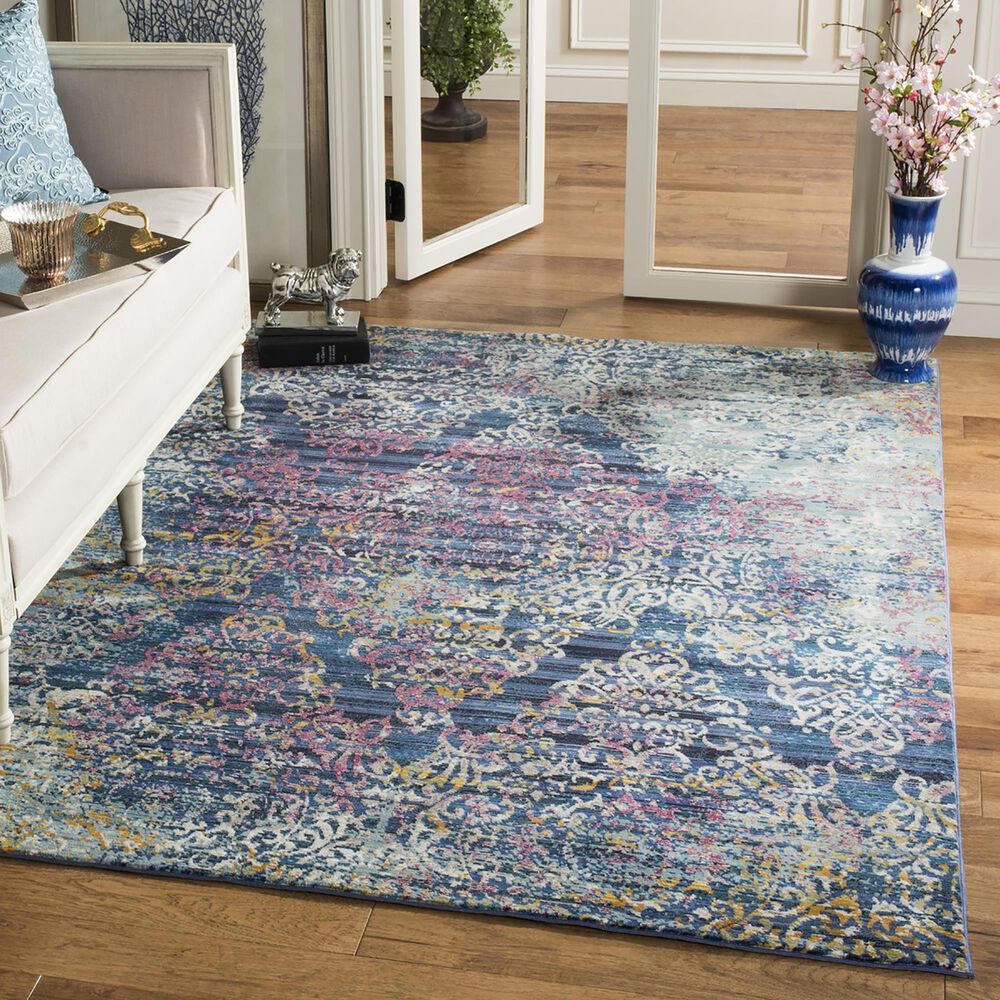 Safavieh Aria Damask 9&#39; x 12&#39; Blue and Multicolor Area Rug, , large
