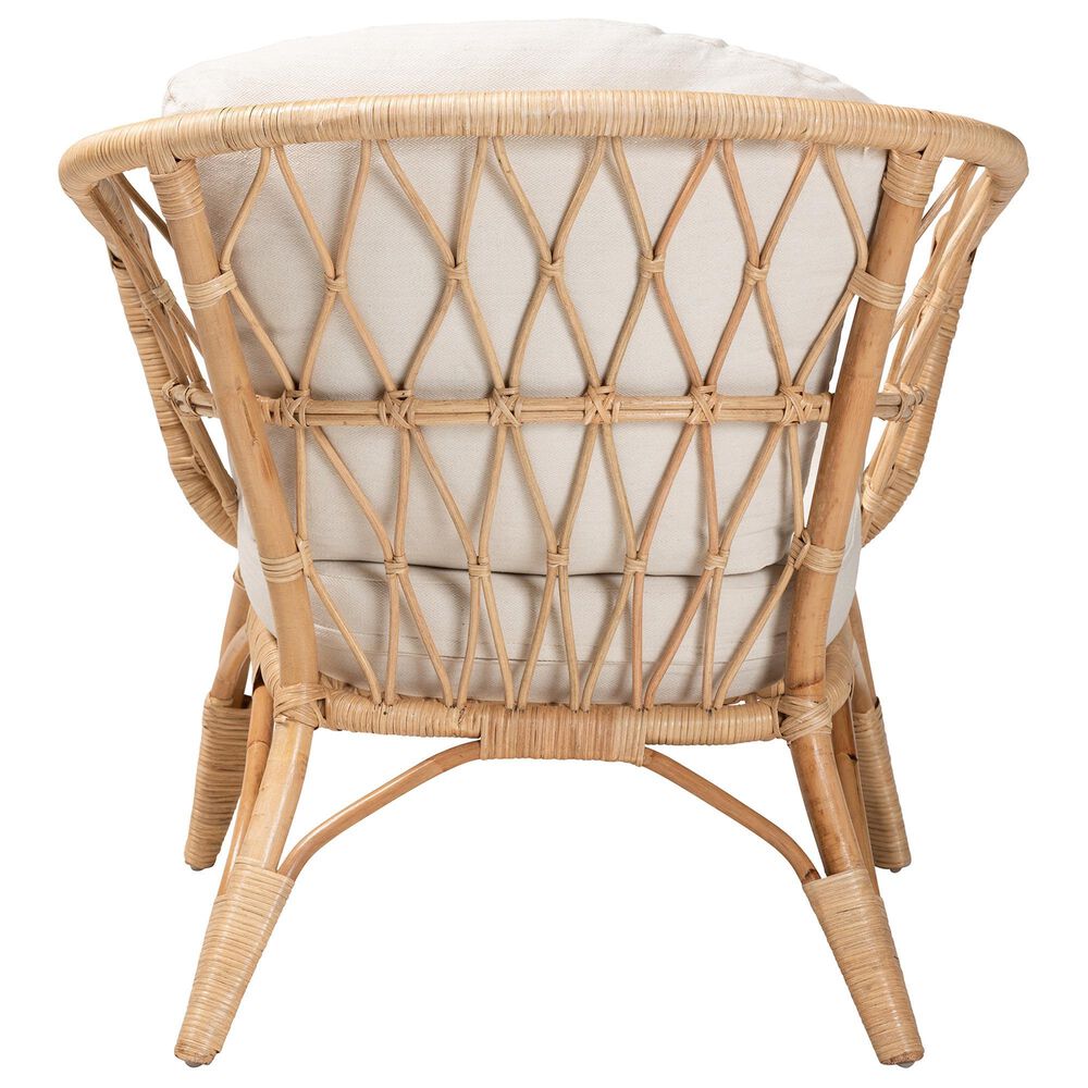 Baxton Studio Feya Rattan Arm Chair in White, , large