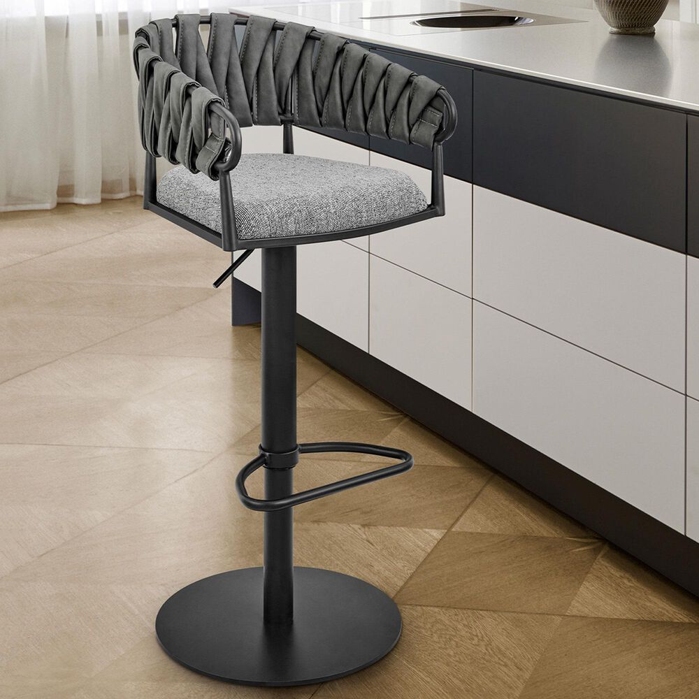 Blue River Blaise Swivel Adjustable Stool in Black, , large