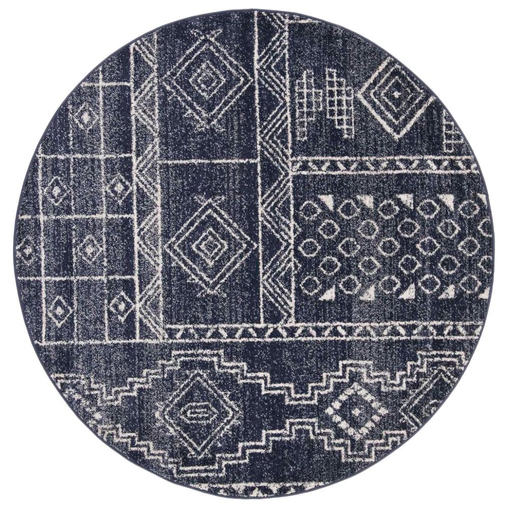 Safavieh Adirondack ADR206N 6&#39; Round Navy and Silver Area Rug, , large