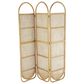 Maple and Jade 3-Panel Arched Oval Partition Room Divider Screen in Light Brown, , large