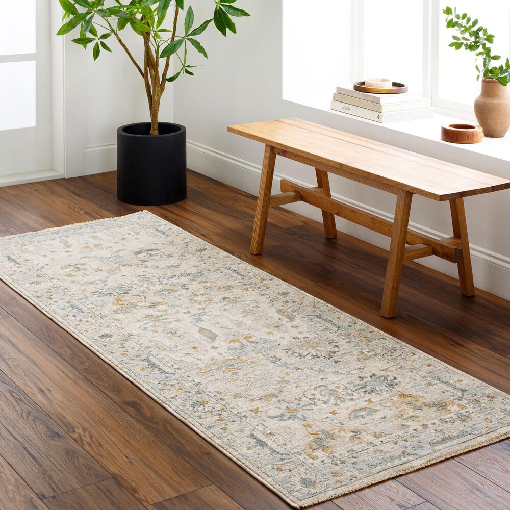 Surya Dresden Off-White, Taupe, Dusty Sage, Deep Teal, Light Gray, Olive and Mustard 2'7" x 10' Runner, , large