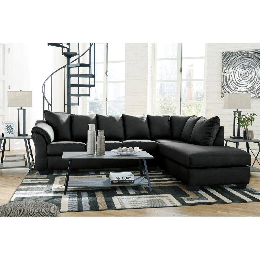 Ashley Darcy Standard Ottoman in Black, , large
