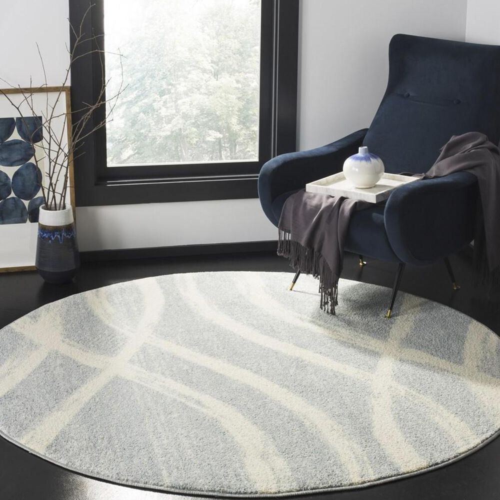 Safavieh Adirondack ADR125T 6" Round Cream and Slate Area Rug, , large