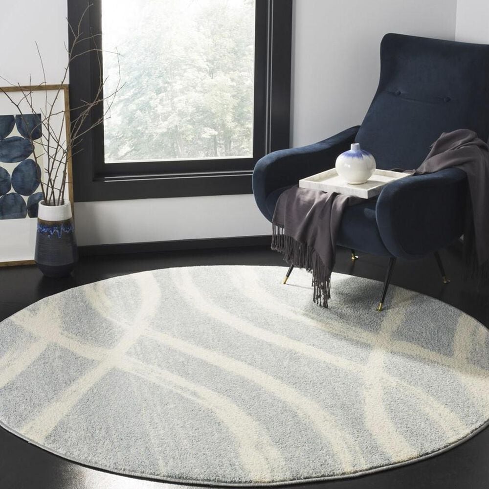 Safavieh Adirondack ADR125T 6" Round Cream and Slate Area Rug, , large