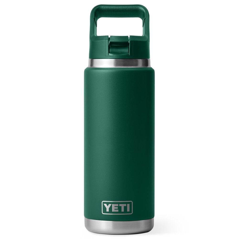 YETI Rambler 26 Oz Water Bottle with Color-Matched Straw Cap in Black Forest Green, , large
