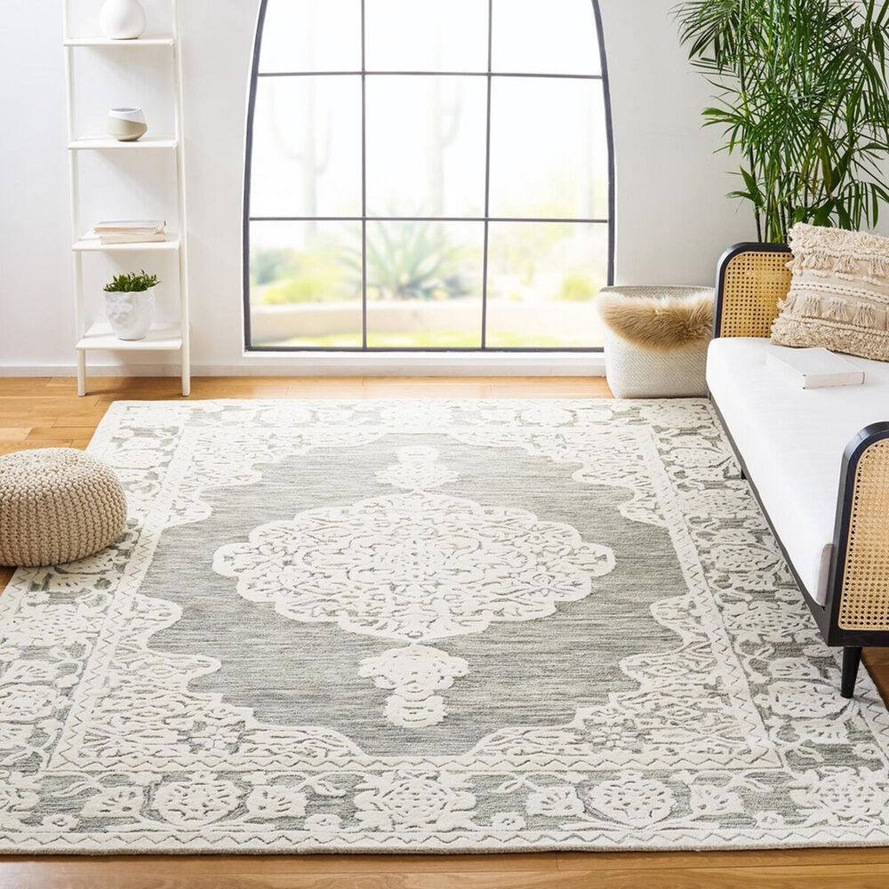 Safavieh Micro-Loop MLP275F 8&#39; x 10&#39; Gray and Ivory Area Rug, , large