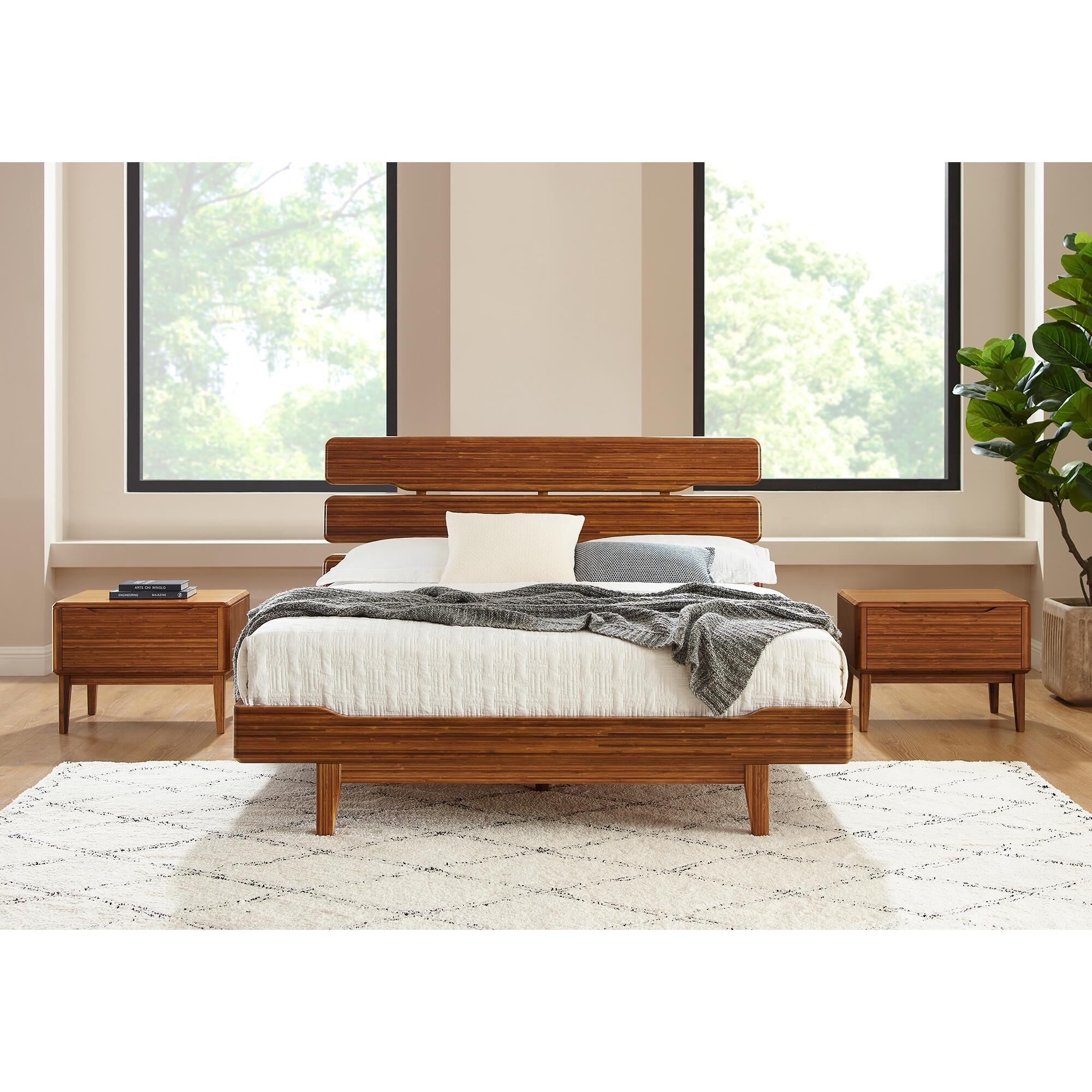 Natural Bamboo Furnishings 1-Drawer Nightstand in Amber