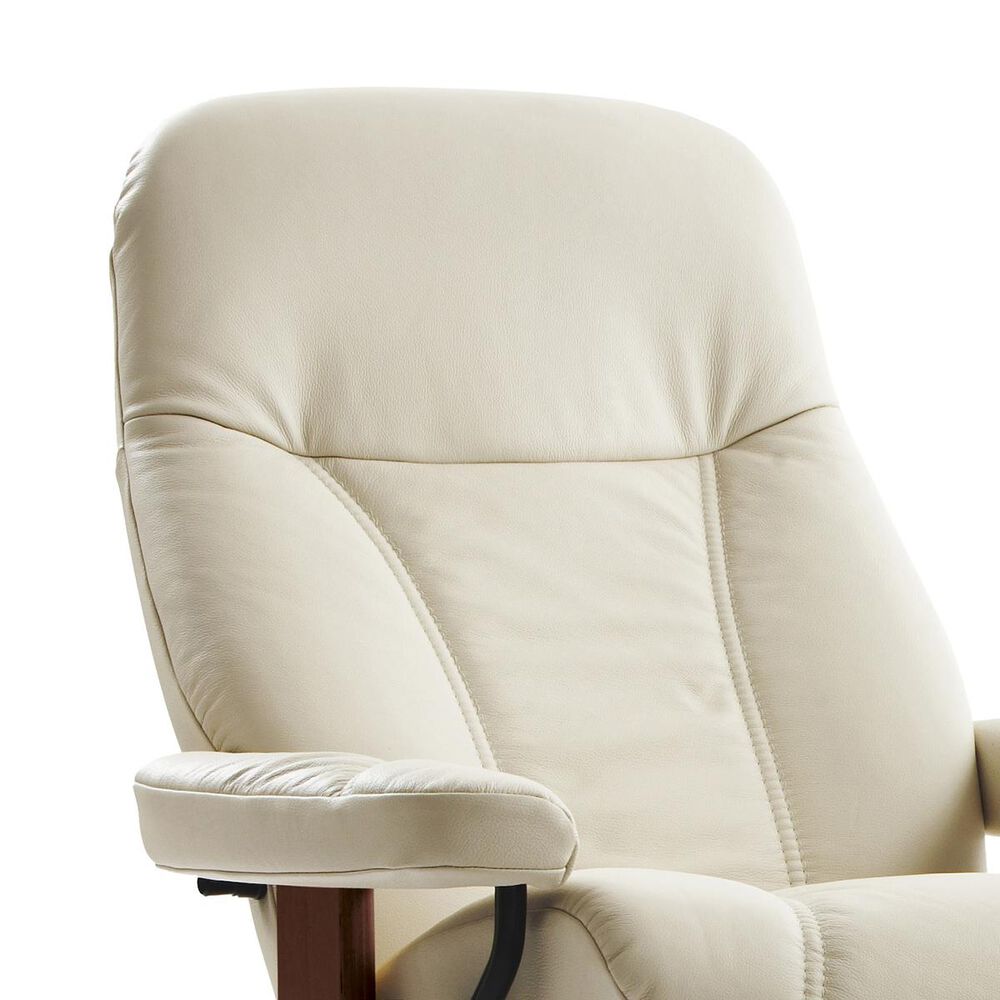 Stressless Consul Medium Chair and Ottoman with Brown Base in Batick Cream, , large