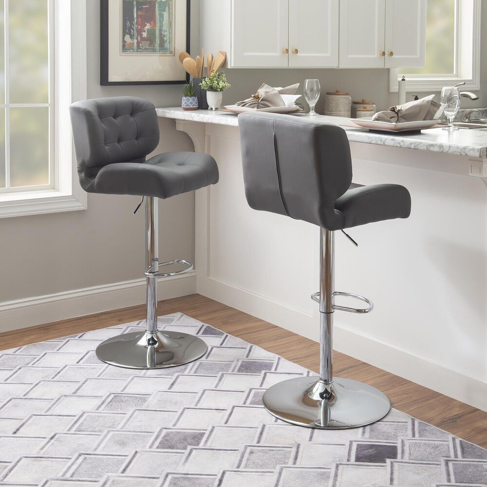 Linon Home Decor Bohen Swivel Bar Stool in Polished Chrome, , large