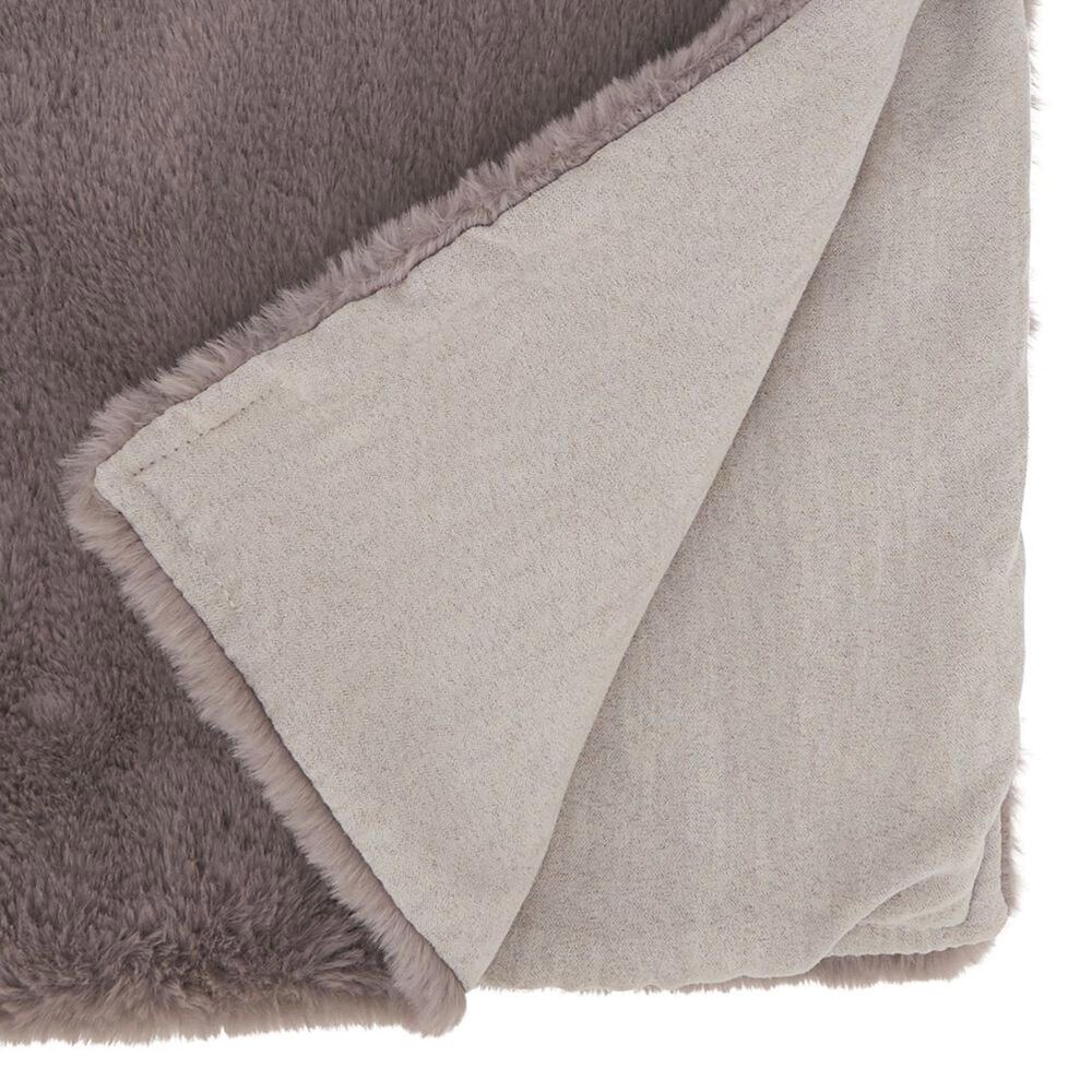 Saro Faux Fur Rabbit Table Runner in Grey, , large