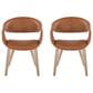 LumiSource Curvo Arm Chair with Camel Faux Leather Cushion in Whitewashed (Set of 2), , large
