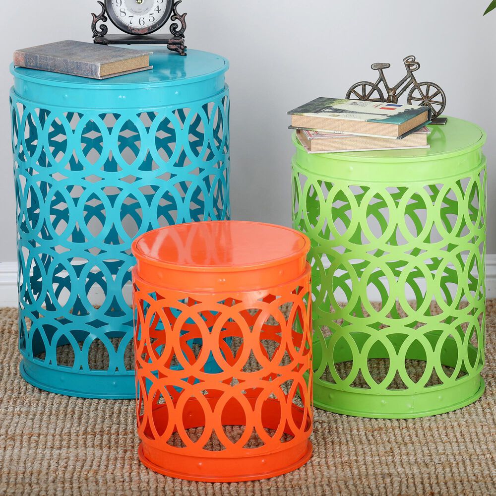 Maple and Jade Accent Table in Bright Blue, Green and Orange &#40;Set of 3&#41;, , large