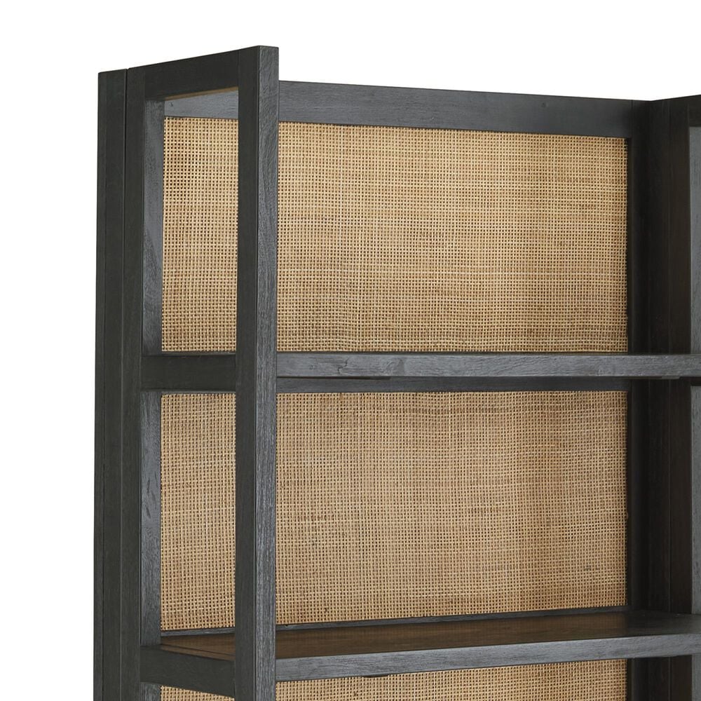 Ashley Abyard 5-Shelf Bookcase in Sandblasted Black and Natural, , large
