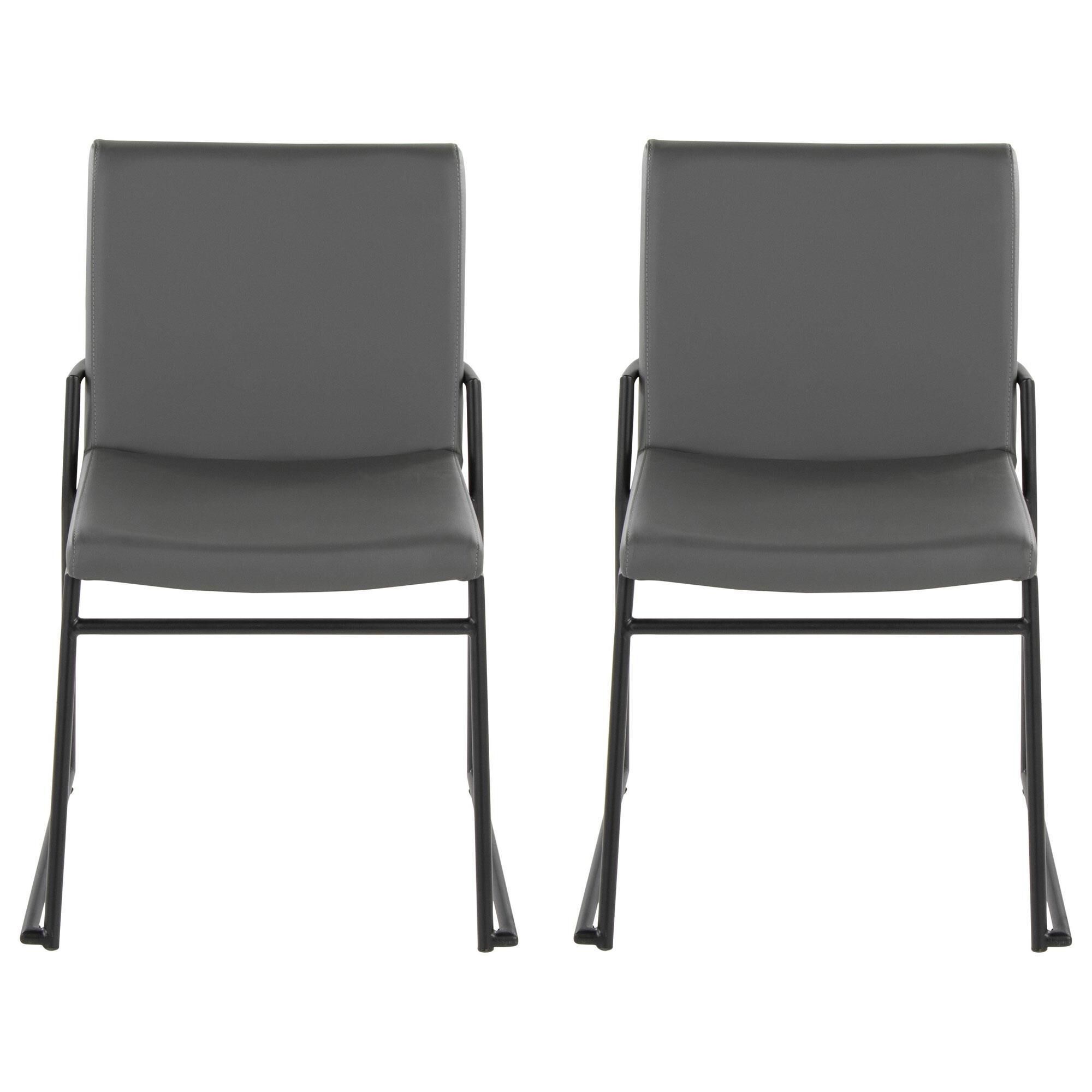 LumiSource Dutchess Side Chair with Grey Faux Leather Cushion in