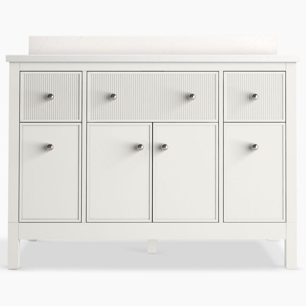 Kohler Malin 48" Single Bathroom Vanity in White with 3 cm White Quartz Top and Rectangular Sink, , large