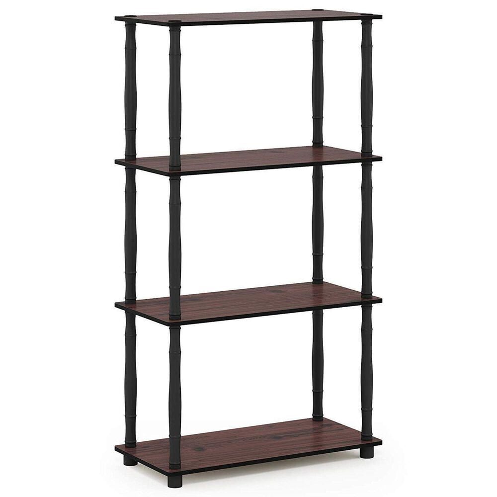 HOMLUX Turn-N-Tube 4-Tier Corner Open Storage Bookshelf in Dark Cherry and Black, , large