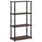 HOMLUX Turn-N-Tube 4-Tier Corner Open Storage Bookshelf in Dark Cherry and Black, , large