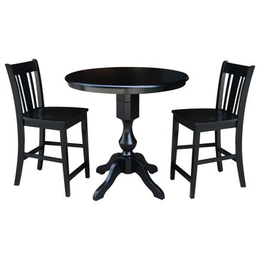 International Concepts Traditional San Remo 3-Piece Counter Height Dining Set in Black, , large