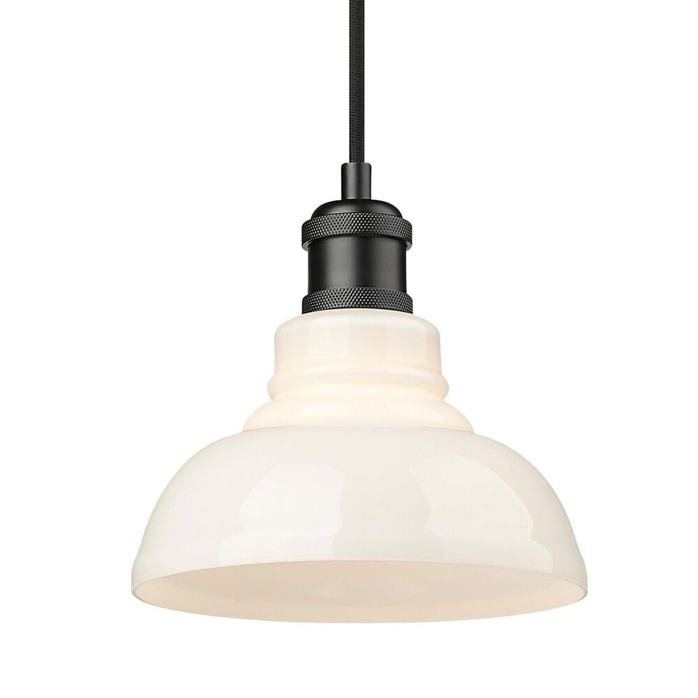 Golden Lighting Carver 1-Light Pendant with Vintage Milk Shade in Matte Black, , large