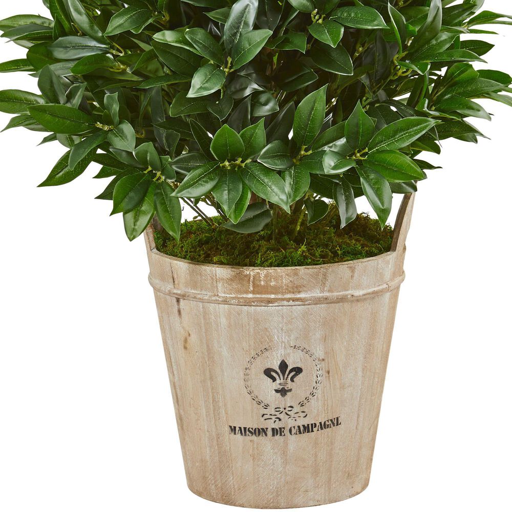 Nearly Natural Inc 39" Bay Leaf Topiary Tree with Farmhouse Planter in