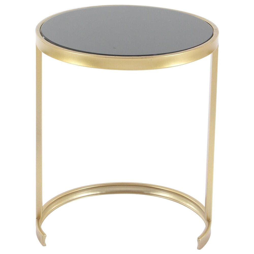 Maple and Jade 3-Piece Round Nesting Accent End Table Set in Gold and Black, , large