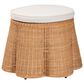 bali & pari Palm 26" Round Ottoman with Light Honey Rattan in White, , large