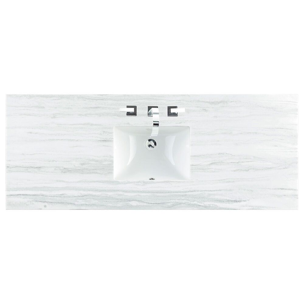 James Martin Vanities Bristol 36&quot; Single Bathroom Vanity in Bright White with 3 cm Arctic Fall Solid Surface Top and Rectangular Sink, , large