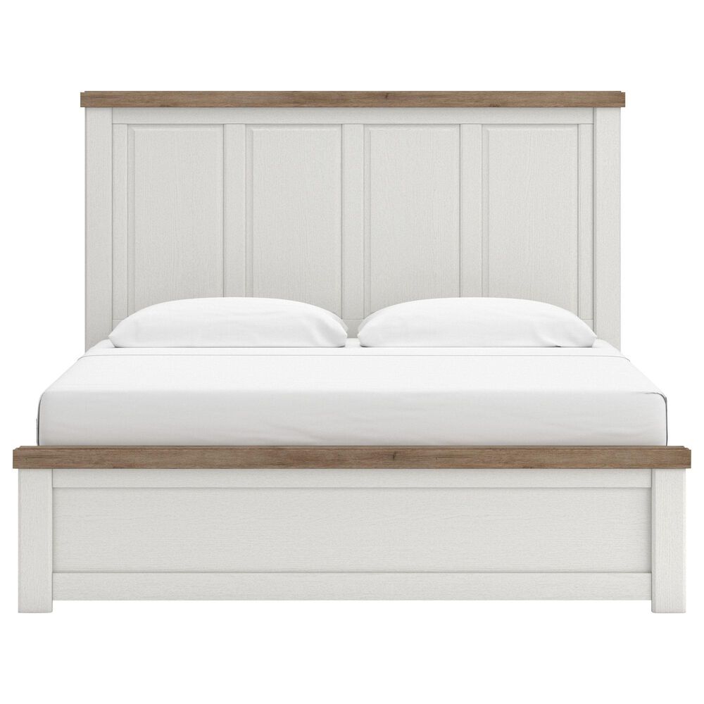 Ashley Savonport King Panel Bed in White and Brown, , large