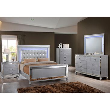 New Heritage Design Valentino 3-Drawer Nightstand in Silver, , large