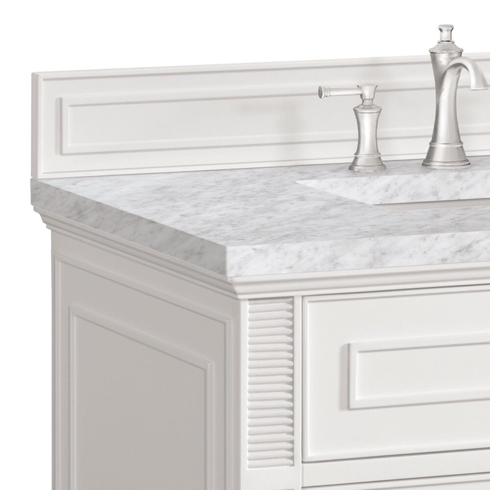 James Martin Vanities Lorelai 36&quot; Single Vanity in Bright White with 3 cm Carrara White Marble Top, , large