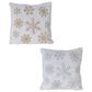 The Gerson Company 16" Snowflake Throw Pillow in White, Gold and Silver (Set of 2), , large