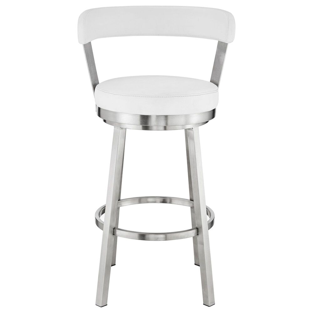 Blue River Bryant 30&quot; Swivel Barstool with White Cushion in Stainless Steel, , large