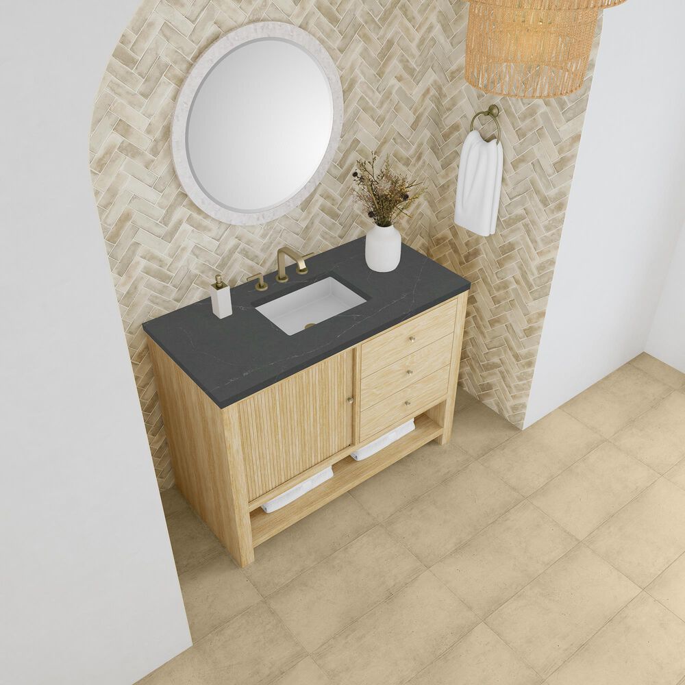 James Martin Vanities Marigot Single 48&quot; Single Vanity in Sun-washed Oak with 3 cm Charcoal Soapstone Quartz Top, , large