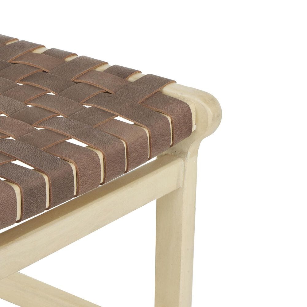Maple and Jade Handmade Woven Kitchen Bar Stool with Brown Cushion in Light Brown, , large