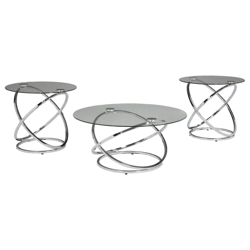 Ashley Hollynyx 3-Piece Occasional Table Set in Chrome, , large