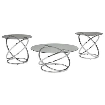 Ashley Hollynyx 3-Piece Occasional Table Set in Chrome, , large