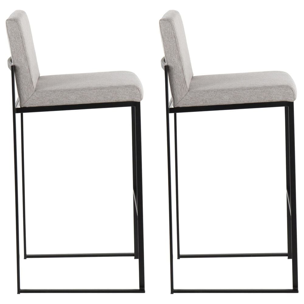 Lumisource Fuji High Back Barstool with Grey Fabric in Black &#40;Set of 2&#41;, , large