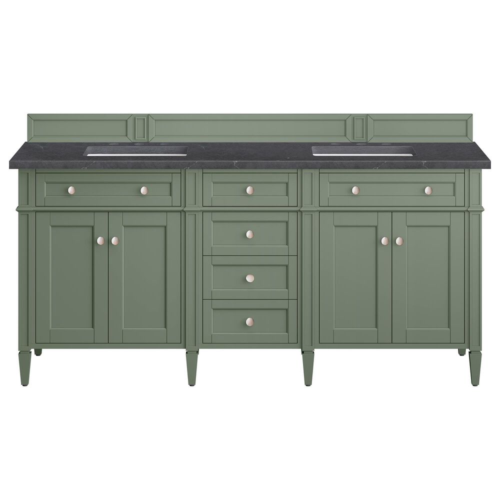 James Martin Vanities Brittany 72" Double Bathroom Vanity in Smokey Celadon with 3 cm Charcoal Soapstone Quartz Top and Rectangular Sinks, , large