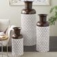 Maple and Jade 3-Piece Tall Teardrop Shaped Decorative Vase Set in Brushed White and Dark Brown, , large