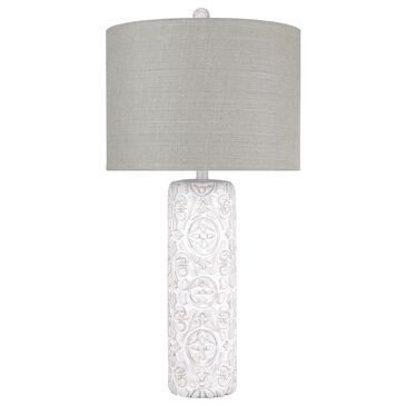 Grandview Gallery Table Lamp with Carved Base in White, , large