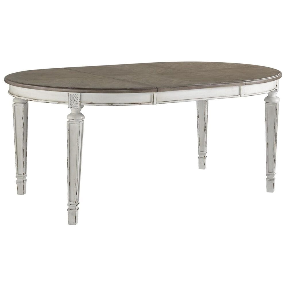 Ashley Realyn 7-Piece Round to Oval Dining Set in Chipped White, , large