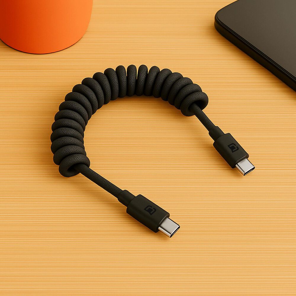 The Mighty Mount Road Ready USB-A to USB-C Coiled Cable in Black, , large