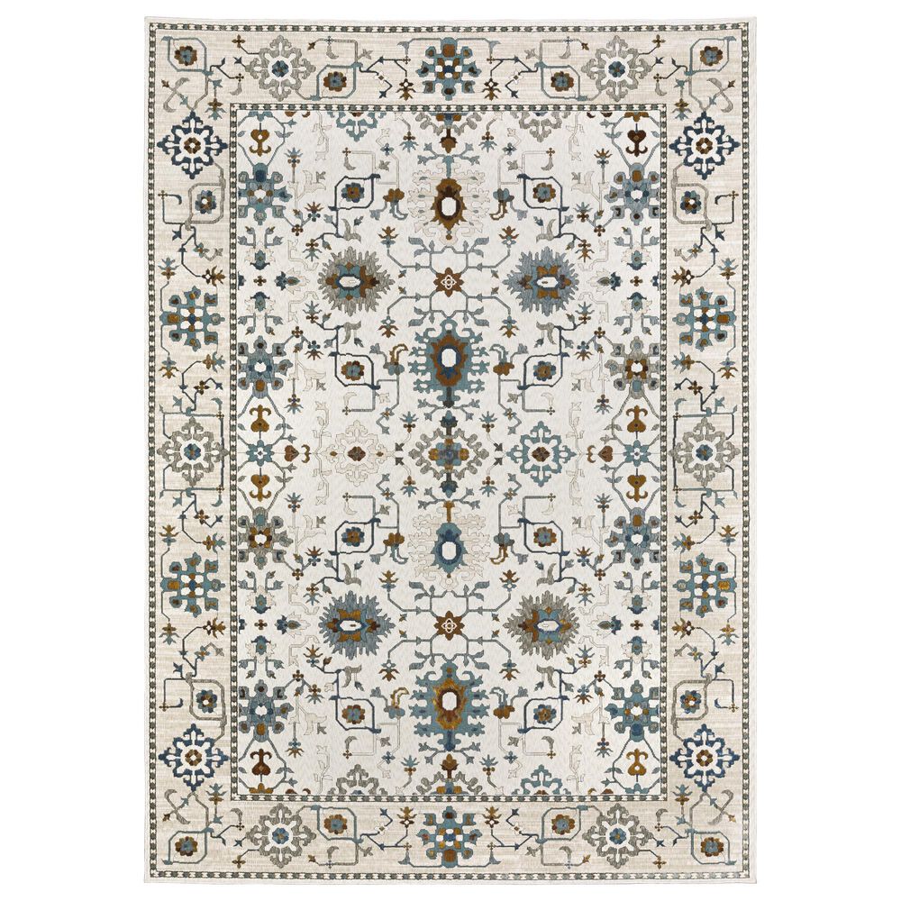 Oriental Weavers Ellington 9"10" x 12"10" Blue and Ivory Area Rug, , large